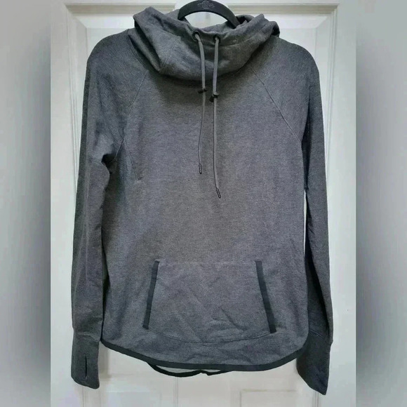 Athleta Dark Heather Sentry Funnel Neck Hooded Pullover Sweatshirt Size XS - Picture 1 of 4